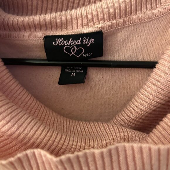 VALENTINES DAY Cowl Neck Cold Shoulder SWEATER NEW Rose Pink Ruched Laced macys - Picture 5 of 6